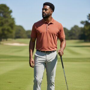 PGA TOUR Golf Polo Shirt Men's Short Sleeve orange size L